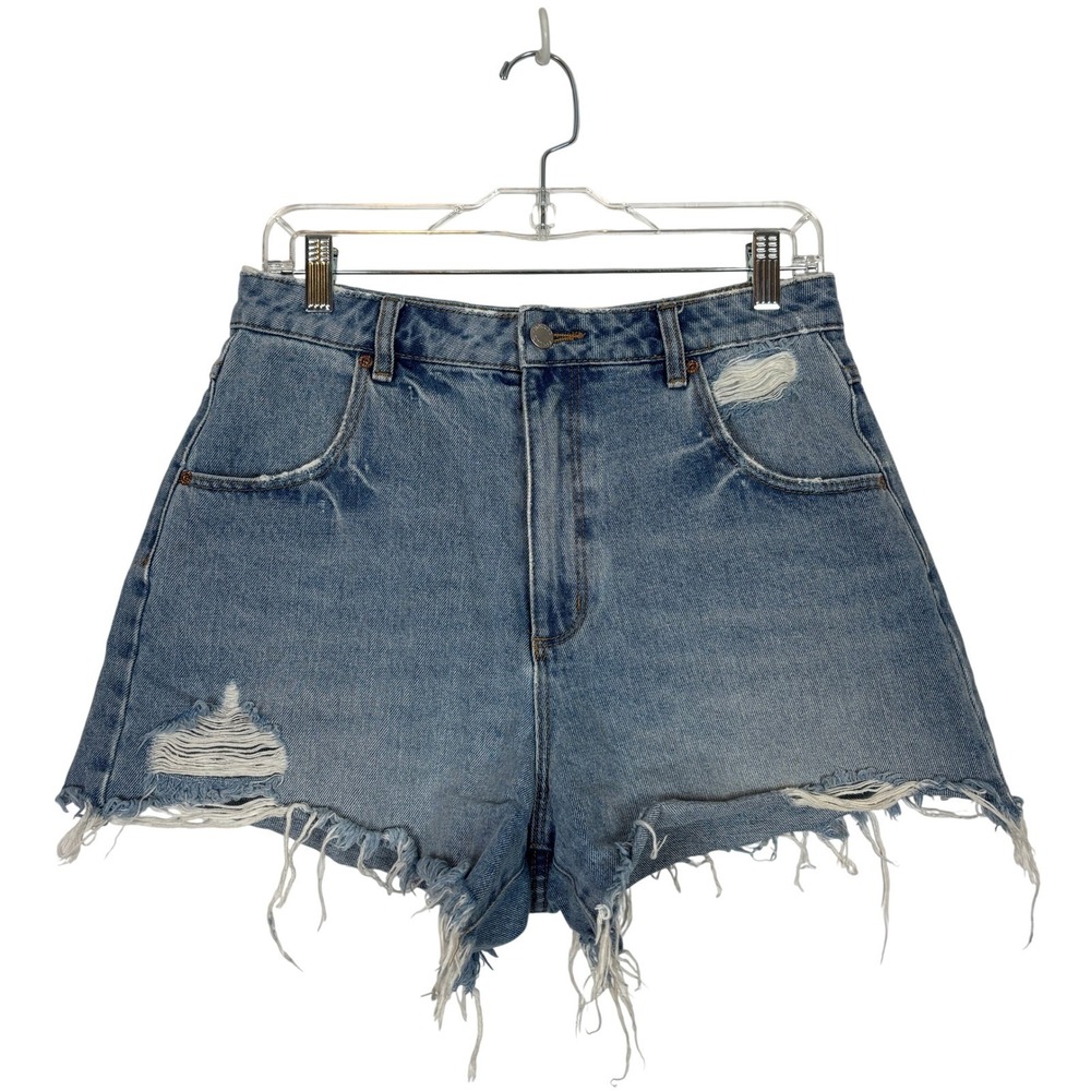 Rolla's Mirage Shorts Women 29 Blue Distressed High Rise Denim Cut Offs
